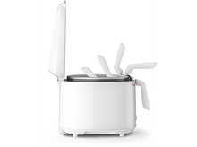 Charger l&#39;image dans la galerie, Un cuiseur Moulinex blanc avec le couvercle ouvert, montrant des composants blancs à l&#39;intérieur.
