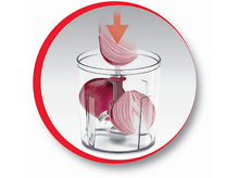 Charger l&#39;image dans la galerie, Oignon haché dans un récipient transparent. Un cercle rouge entoure l&#39;image.
