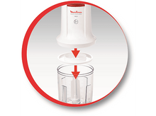 Charger l&#39;image dans la galerie, Partie supérieure blanche du mixeur, anneau rouge et récipient transparent. Flèches rouges.
