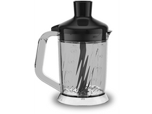 Charger l&#39;image dans la galerie, Mixeur en plastique transparent avec couvercle et poignée noirs, sur fond blanc.
