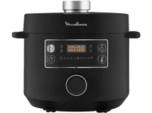 Charger l&#39;image dans la galerie, Un multicuiseur Moulinex noir avec un écran numérique et des boutons de commande.
