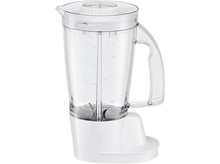 Charger l&#39;image dans la galerie, Un blender transparent avec une base blanche, un bocal transparent et une lame visible.
