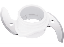 Charger l&#39;image dans la galerie, Gros plan sur une lame de hachoir en plastique blanc avec deux lames incurvées.
