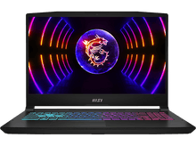 Charger l&#39;image dans la galerie, Ordinateur portable noir avec un écran coloré affichant un logo de dragon.

