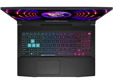 Charger l&#39;image dans la galerie, Ordinateur portable avec clavier éclairé. Vue de dessus, ouvert. Clavier multicolore. Écran graphique.
