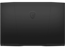 Charger l&#39;image dans la galerie, Vue de dessus d&#39;un ordinateur portable noir avec un logo au centre.
