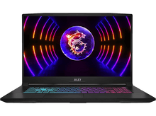 Charger l&#39;image dans la galerie, Ordinateur portable MSI avec un dragon sur l&#39;écran. Le clavier est multicolore. Fond noir.
