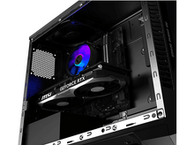 Charger l&#39;image dans la galerie, Vue intérieure du boîtier de l&#39;ordinateur. Il a une carte graphique et des ventilateurs à l&#39;intérieur.
