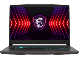 Ordinateur portable de jeu MSI avec écran coloré et clavier éclairé.