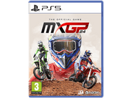 Couverture du jeu MXGP24. Pilotes de motocross sur motos. Logo PS5 en haut.