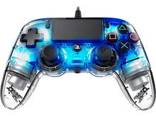 Charger l&#39;image dans la galerie, Manette PlayStation bleue et transparente avec boutons visibles.
