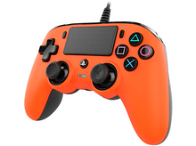 Charger l&#39;image dans la galerie, Manette de jeu orange et noire avec boutons et câble.
