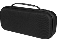 Étui de transport noir avec une poignée et une fermeture éclair. Forme ovale.