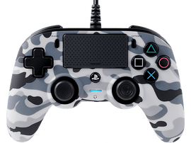 Manette PS4 à motif camouflage avec boutons et connexion filaire.