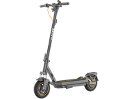 Une trottinette électrique NAVEE, gris foncé avec des accents jaunes, sur fond blanc.