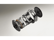 Charger l&#39;image dans la galerie, Vue éclatée d&#39;une roue de moteur électrique. Divers composants sont séparés mais visibles.
