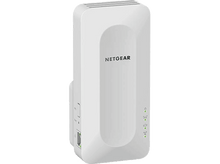 Charger l&#39;image dans la galerie, Répéteur WiFi Netgear blanc, design arrondi et voyants lumineux.
