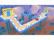 Charger l&#39;image dans la galerie, Circuit de course de dessins animés avec des véhicules, des lignes de départ/arrivée et des obstacles.
