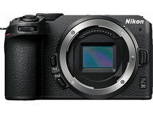 Charger l&#39;image dans la galerie, Appareil photo Nikon Z30 noir avec monture d&#39;objectif ouverte. L&#39;appareil est sur fond blanc.
