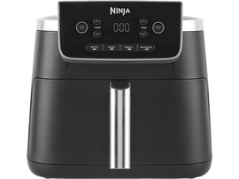 Friteuse à air Ninja noire avec écran numérique et boutons de fonction sur le dessus.