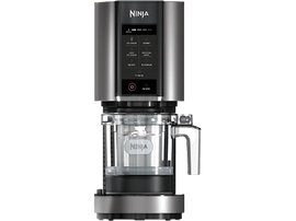 Robot culinaire Ninja, argent et noir, avec commandes à écran tactile.