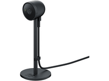 Charger l&#39;image dans la galerie, Webcam noire sur pied, avec une base circulaire, connectée à un câble.
