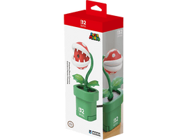 Une boîte avec une caméra Piranha Plant pour Nintendo Switch. La plante est dans un pot vert, dessus rouge.