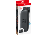 Étui et accessoires Nintendo Switch, boîte rouge et noire, fond blanc.