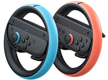Charger l&#39;image dans la galerie, Deux volants de jeu en bleu et orange, avec centres noirs et boutons de manette.
