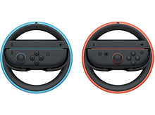 Charger l&#39;image dans la galerie, Deux volants de jeu pour une console. Un est bleu, l&#39;autre est rouge.
