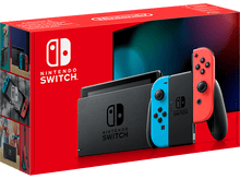 Charger l&#39;image dans la galerie, Boîte Nintendo Switch avec console, écran et manettes. Boîte rouge avec logo Switch et images.
