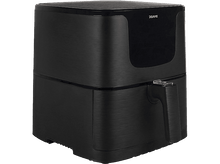 Charger l&#39;image dans la galerie, Une friteuse à air noire sur fond blanc. Elle est rectangulaire et possède une poignée à l&#39;avant.
