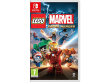 Charger l'image dans la galerie, Boîte de jeu Lego Marvel Super Heroes avec des personnages de style bande dessinée et un logo Nintendo Switch.
