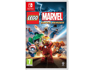 Boîte de jeu Lego Marvel Super Heroes avec des personnages de style bande dessinée et un logo Nintendo Switch.