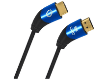 Charger l&#39;image dans la galerie, Deux câbles HDMI avec des extrémités bleues et des connecteurs dorés. Ils sont sur fond noir.
