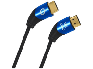 Deux câbles HDMI avec des extrémités bleues et des connecteurs dorés. Ils sont sur fond noir.