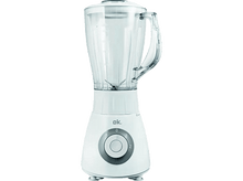 Charger l&#39;image dans la galerie, Mixeur blanc avec un récipient transparent et une poignée, et un cadran de 0 à 2. Logo ok. à l&#39;avant.
