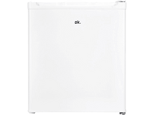 Charger l&#39;image dans la galerie, Mini-réfrigérateur blanc avec le logo &#39;ok.&#39; sur la porte, sur fond noir.
