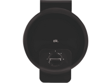 Charger l&#39;image dans la galerie, Ventilateur noir avec cadran numéroté 1-5. Forme ronde et zone de contrôle rectangulaire décalée.
