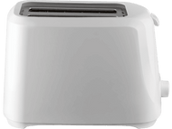 Grille-pain blanc sur fond noir, design simple.