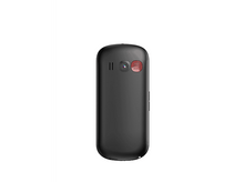 Charger l&#39;image dans la galerie, Un téléphone noir avec un bouton rouge. L&#39;arrière du téléphone est noir, simple et propre.
