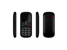 Charger l&#39;image dans la galerie, Un téléphone mobile noir avec un clavier et un écran, vu sous plusieurs angles.
