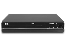 Charger l&#39;image dans la galerie, Lecteur DVD noir étiqueté &#39;ok.&#39; avec des symboles DVD et HDMI et un port USB. Il possède des boutons de lecture, d&#39;arrêt et d&#39;alimentation.
