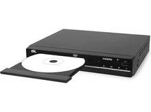 Charger l&#39;image dans la galerie, Lecteur DVD noir avec le tiroir à disque ouvert et un disque inséré.
