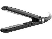 Charger l&#39;image dans la galerie, Lisseur de cheveux noir avec plaques ouvertes et câble d&#39;alimentation. La marque est ok.
