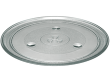 Charger l&#39;image dans la galerie, Une assiette en verre transparent avec trois petits cercles.
