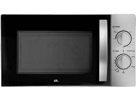 Four à micro-ondes, porte noire et panneau de commande argenté.