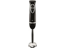 Charger l&#39;image dans la galerie, Mixeur plongeant noir avec des accents argentés et des boutons. Sur fond blanc.
