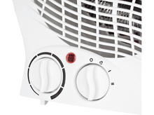 Charger l&#39;image dans la galerie, Chauffage électrique blanc avec boutons de commande et un voyant d&#39;alimentation rouge, sur fond blanc.
