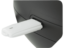 Charger l&#39;image dans la galerie, Récepteur USB blanc branché sur un appareil noir. L&#39;appareil est rond avec une petite ouverture.
